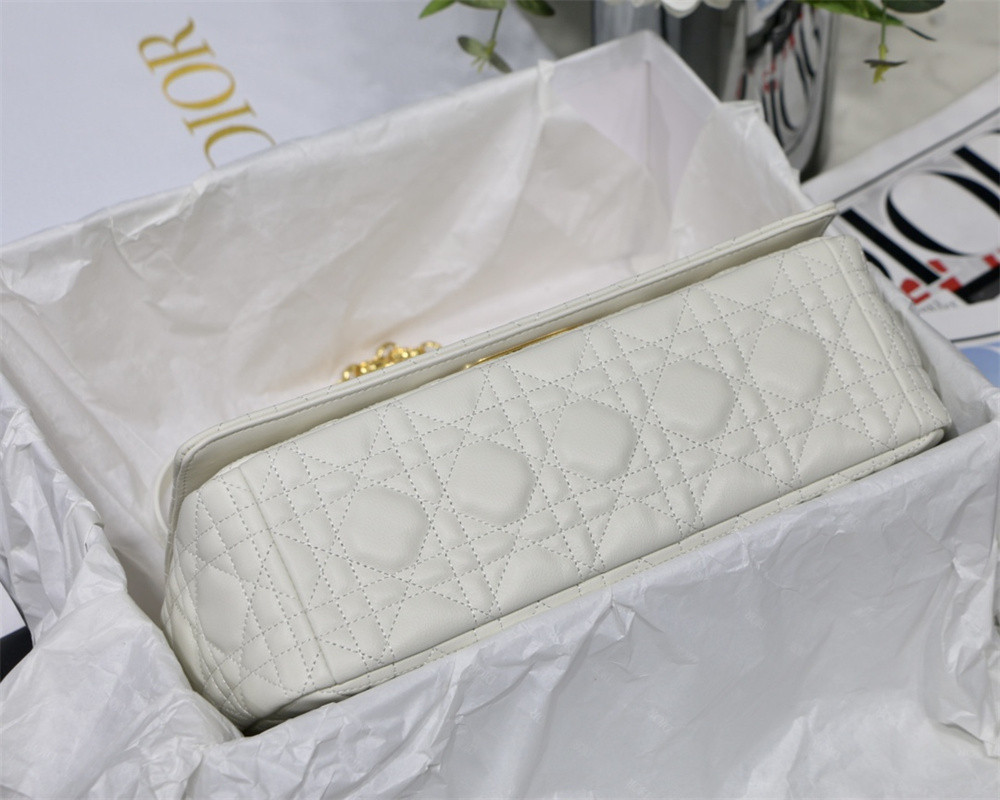 SMALL D*0r CARO BAG Ivory S*pple Cannage Calfskin 20 x 12 x 7 cm