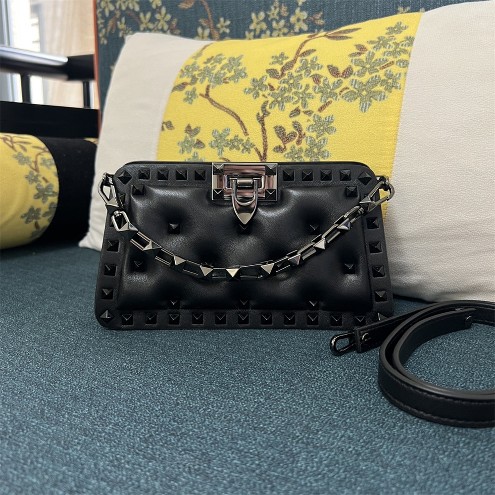 va*t*no GARAVANI SMALL ROCKSTUD PADDED NAPPA HANDBAG BLACK