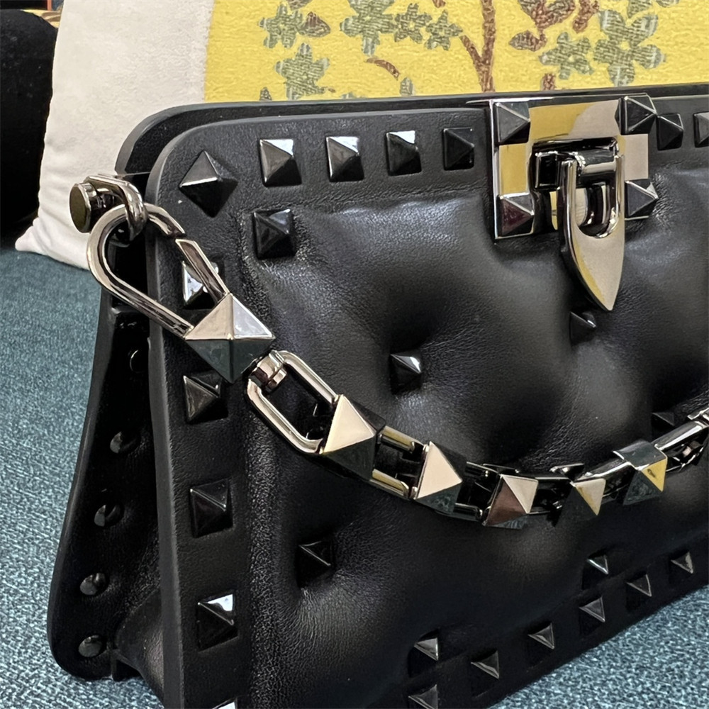 va*t*no GARAVANI SMALL ROCKSTUD PADDED NAPPA HANDBAG BLACK