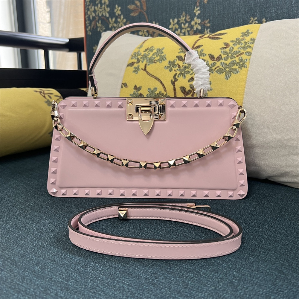 va*t*no GARAVANI ROCKSTUD23 smooth calfskin handbag Pink