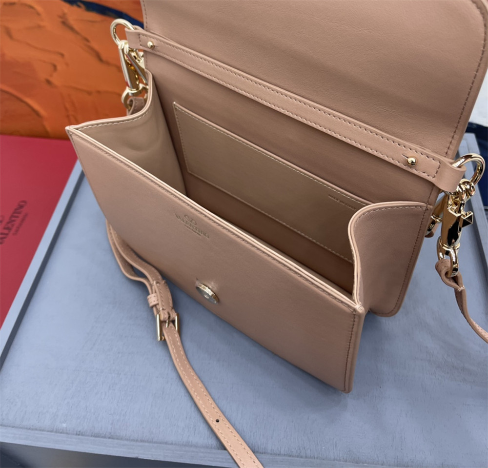 va*t*no GARAVANI LOCÒ CALFSKIN SHOULDER SMALL BAG ROSE CANNELLE 22 x 16  x 7 cm