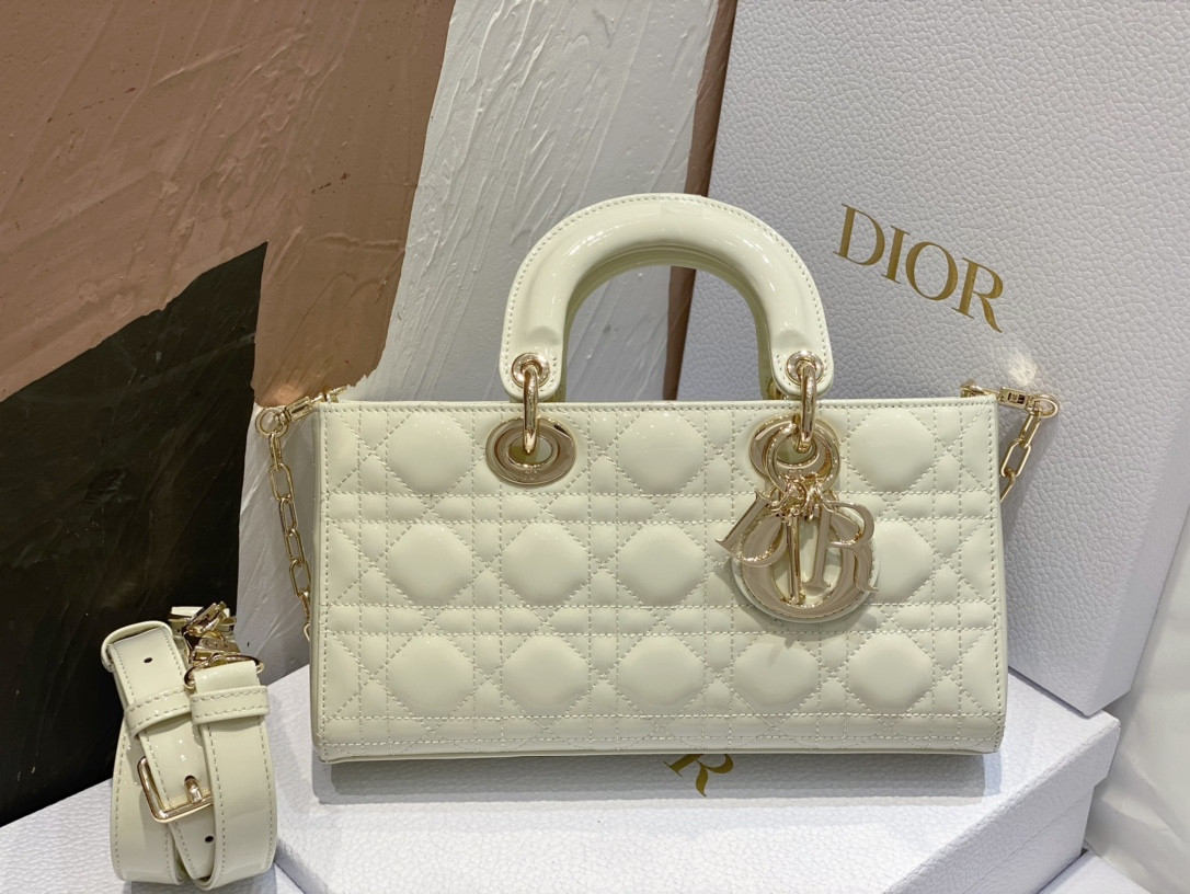 D*0r SMALL LADY D-JOY BAG White Patent