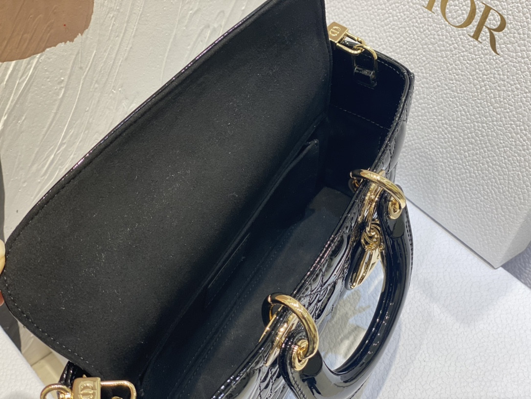 D*0r SMALL LADY D-JOY BAG Black Patent