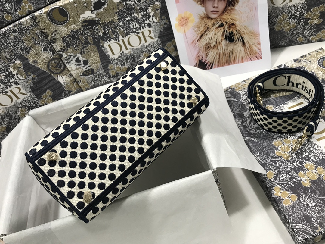 MEDIUM D*0r LADY D-LITE BAG polka dots  24 x 20 x 11 cm