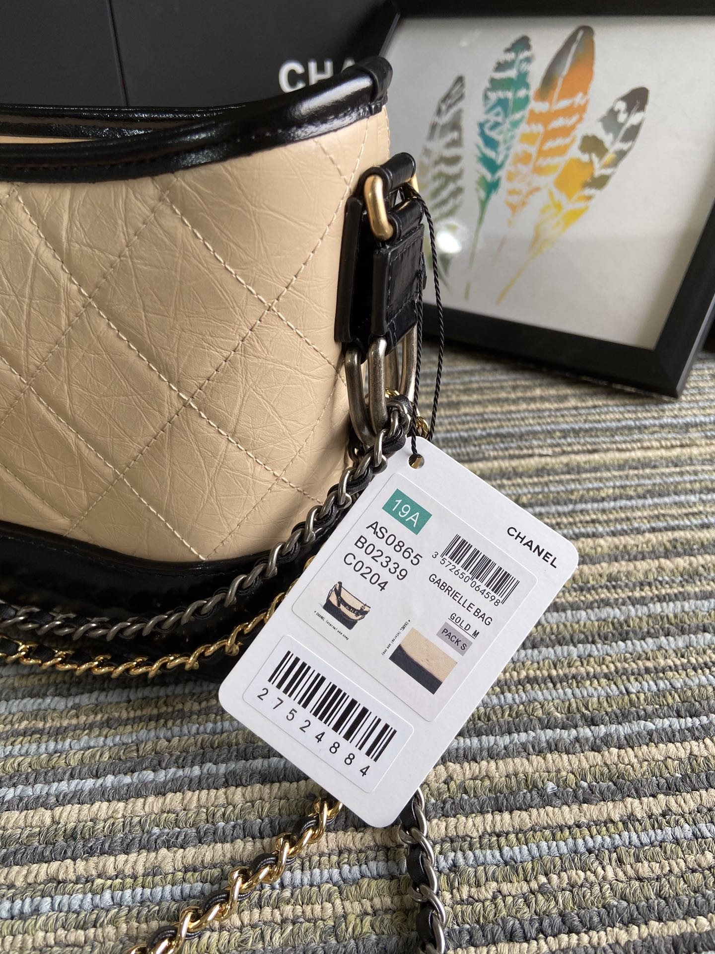 Ch*el Gabrielle SMALL PINK with shoulder strap letters 20 x 15 x 8cm