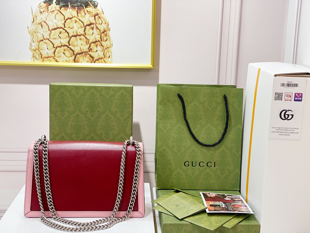 G*u*i DIONYSUS SMALL SHOULDER BAG PINK RED 11"Wx7"Hx3.5"D