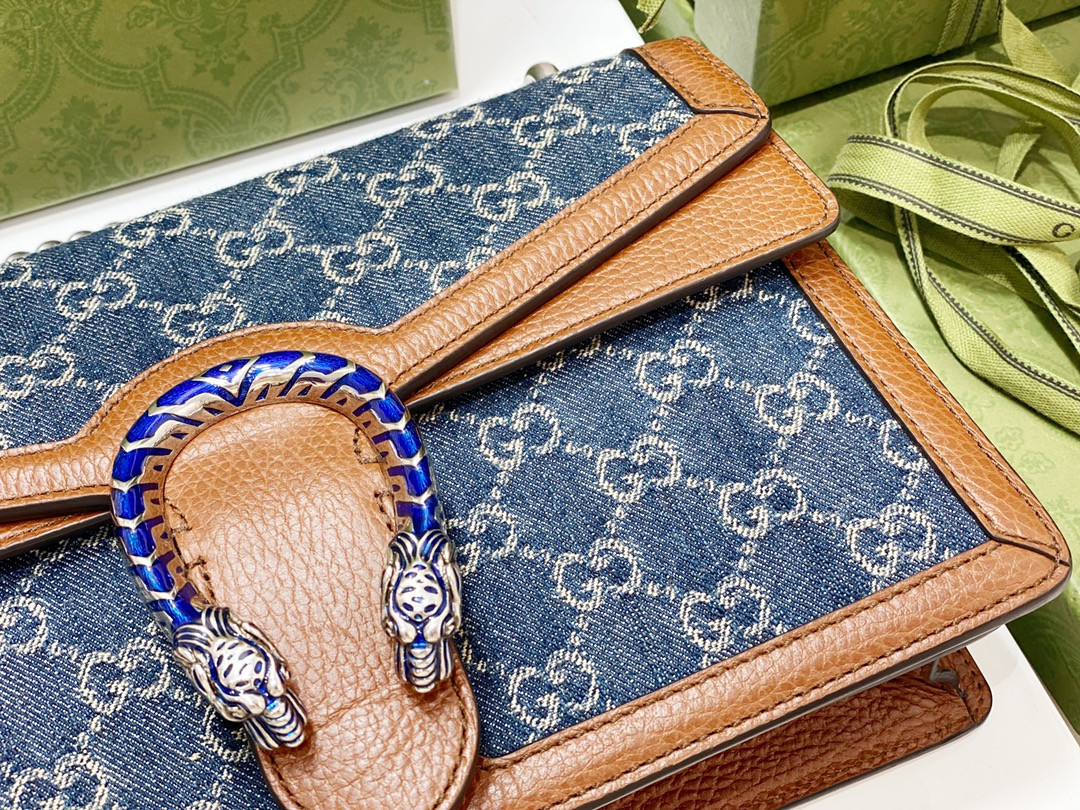 G*u*i DIONYSUS SMALL SHOULDER BAG BLUE 11"Wx7"Hx3.5"D