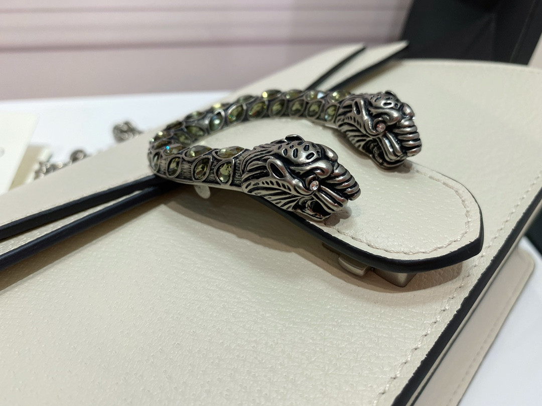 G*u*i DIONYSUS SMALL LEATHER SHOULDER BAG WHITE 11"Wx7"Hx3.5"D