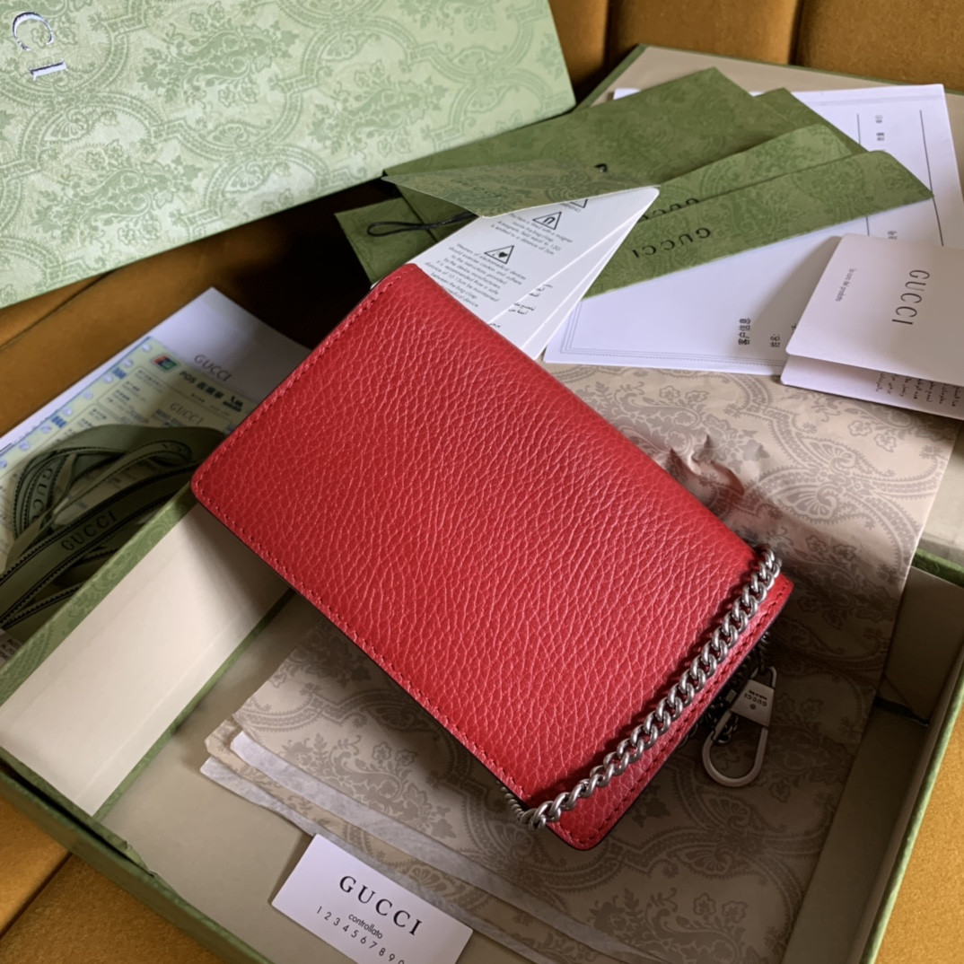 G*u*i DIONYSUS LEATHER S*pER MINI BAG RED 6.5"Wx3.9"Hx1.6"D