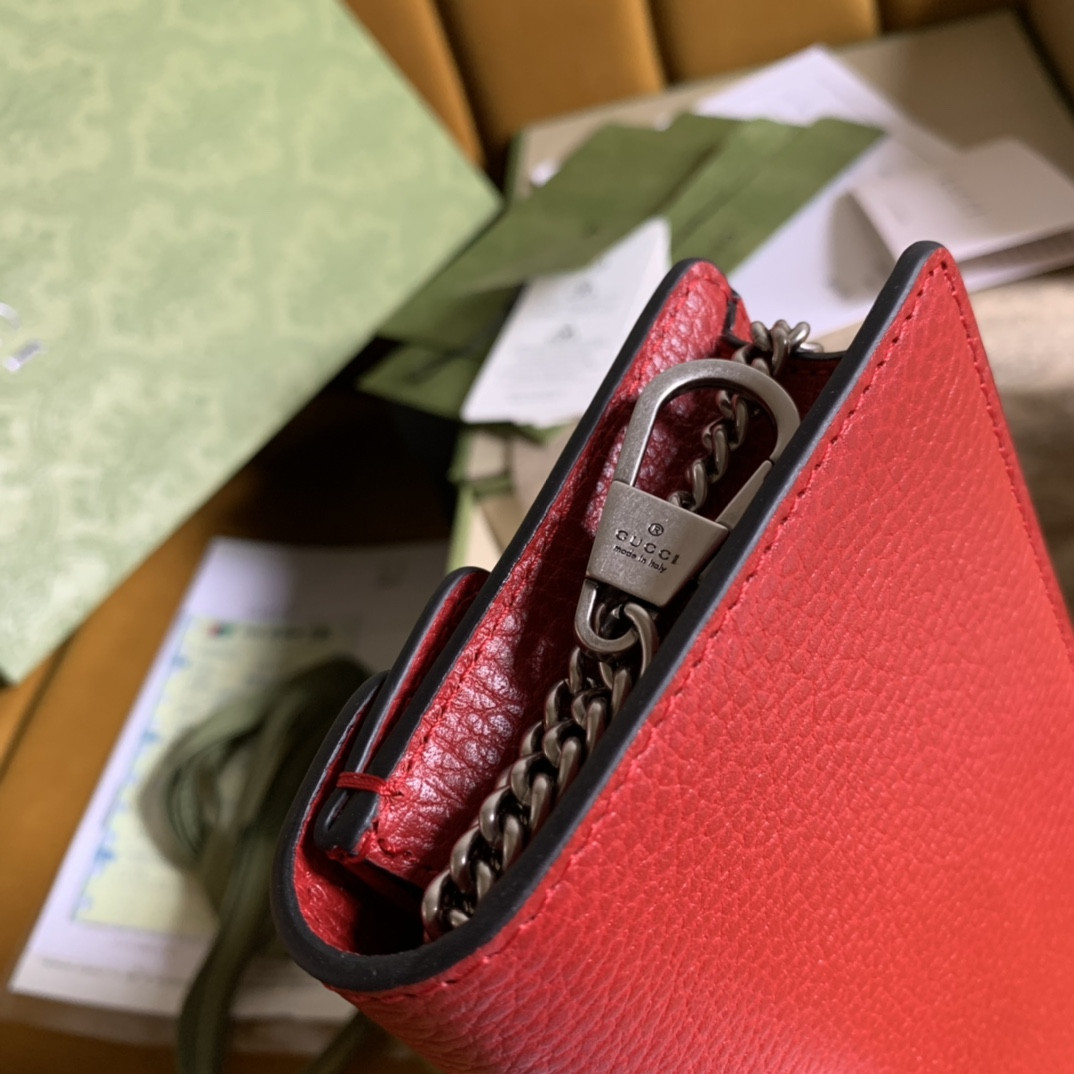 G*u*i DIONYSUS LEATHER S*pER MINI BAG RED 6.5"Wx3.9"Hx1.6"D