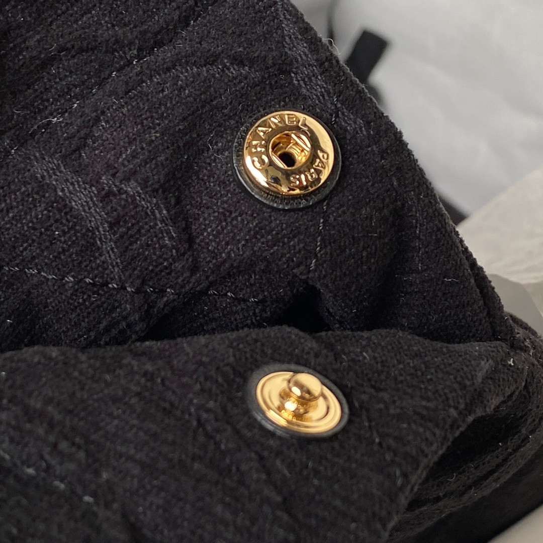 Ch*el 22 SMALL HANDBAG velvet BLACK 13.7×14.4×2.7 in