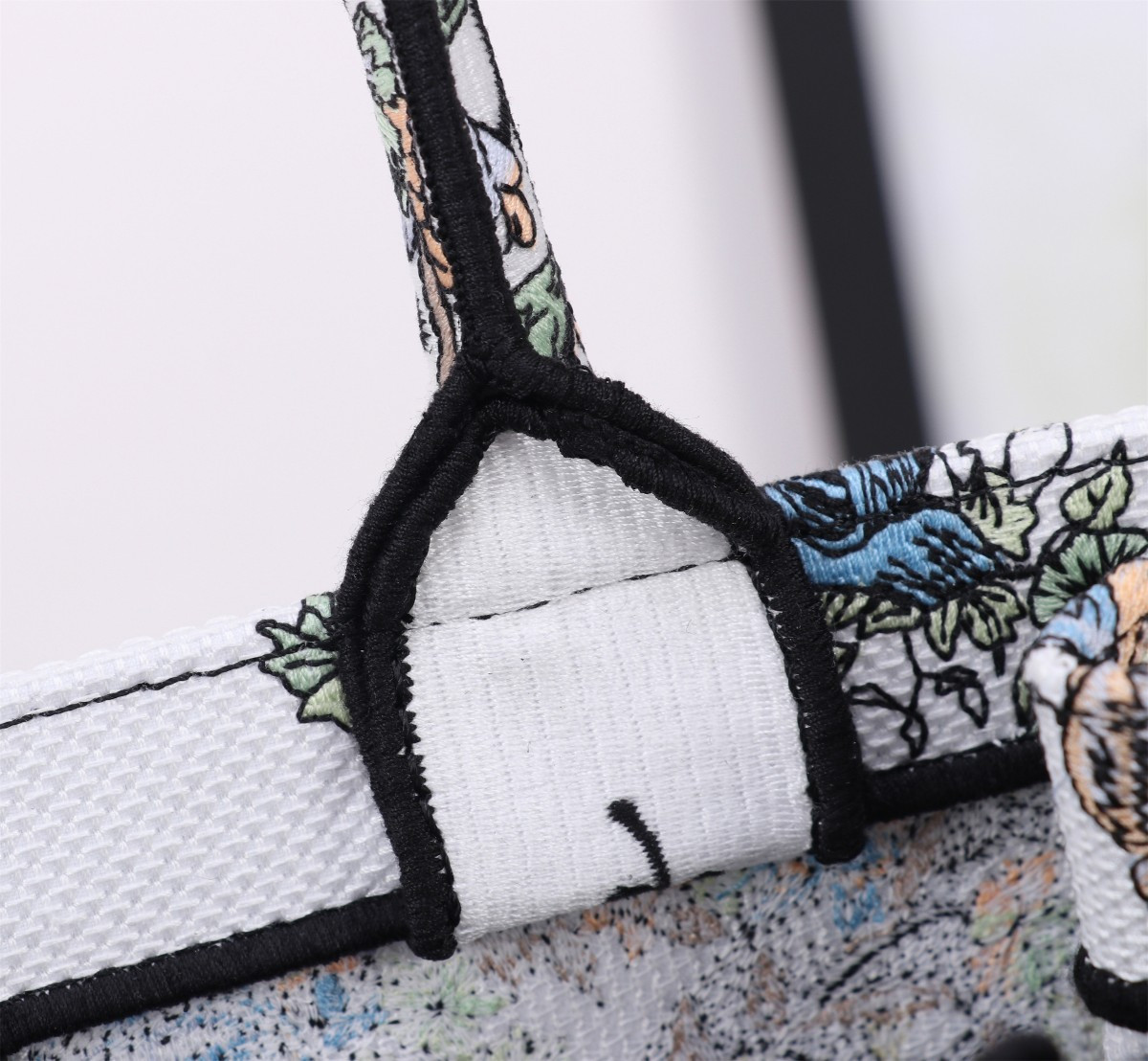 Medium D*0r Book Tote White Multicolor Toile de Jouy Mexico Embroidery 14 x 11 x 6.5 inches