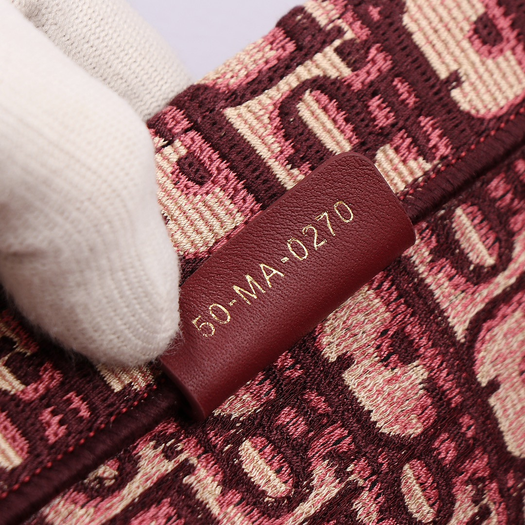 Medium D*0r Book Tote Oblique Burgundy 14 x 11 x 6.5 inches