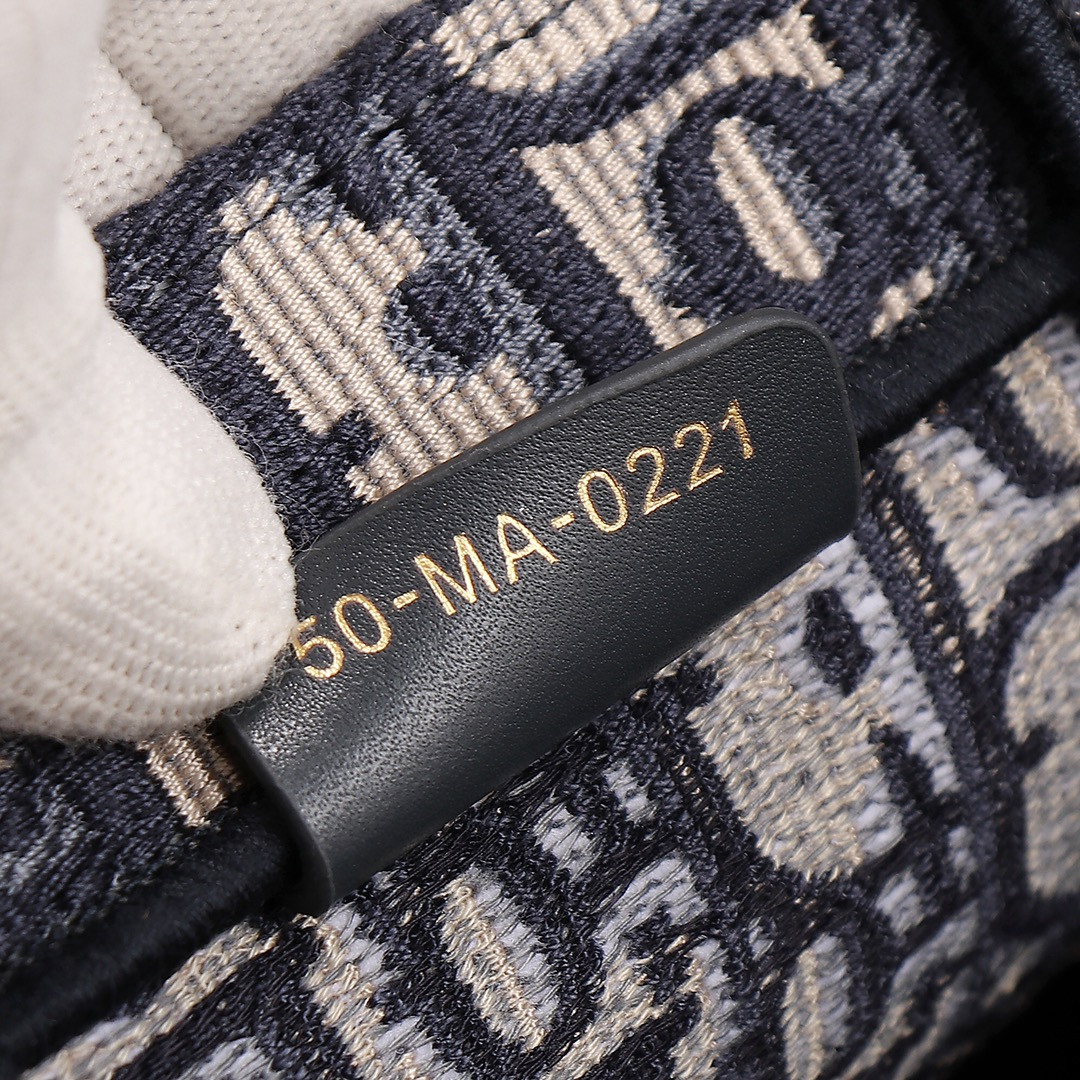 Small D*0r Book Tote Ecru and Blue D*0r Oblique Embroidery 10.5 x 8.5 x 5.5 inches