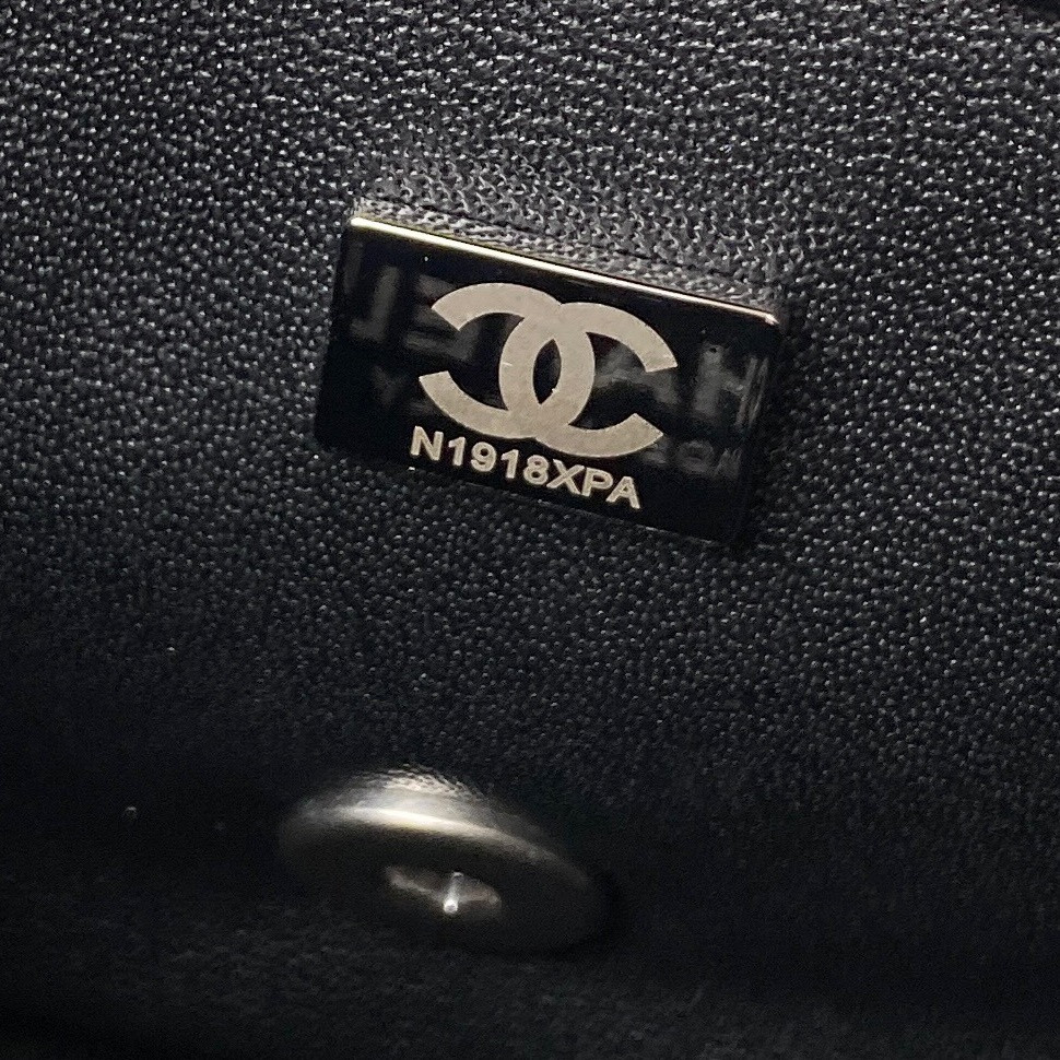 Ch*el MINI FLAP BAG SHINY CALFSKIN & SILVER-Tone METAL BLACK 5.3 × 6.6 × 3.1 in