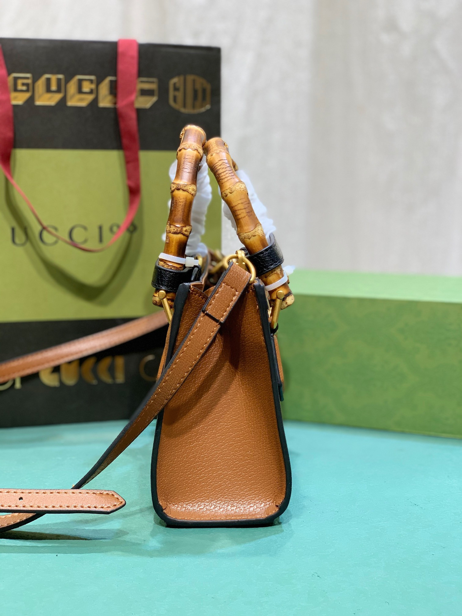 G*u*i DIANA SMALL SHOULDER BAG Brown 25W x 16H x 9D CM