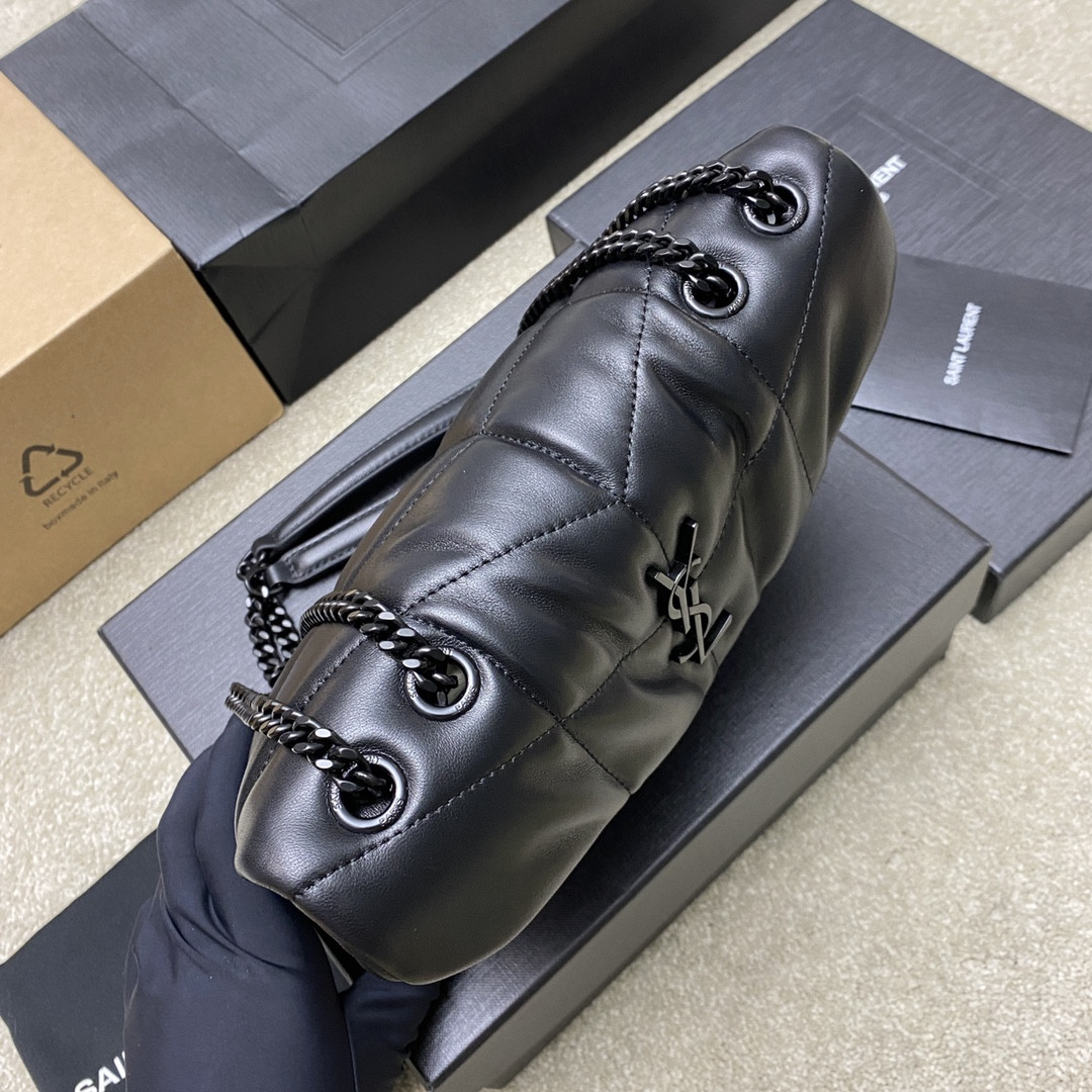 Y*L PUFFER IN LEATHER BLACK SILVER 23 X 15.5 X 5.8 CM