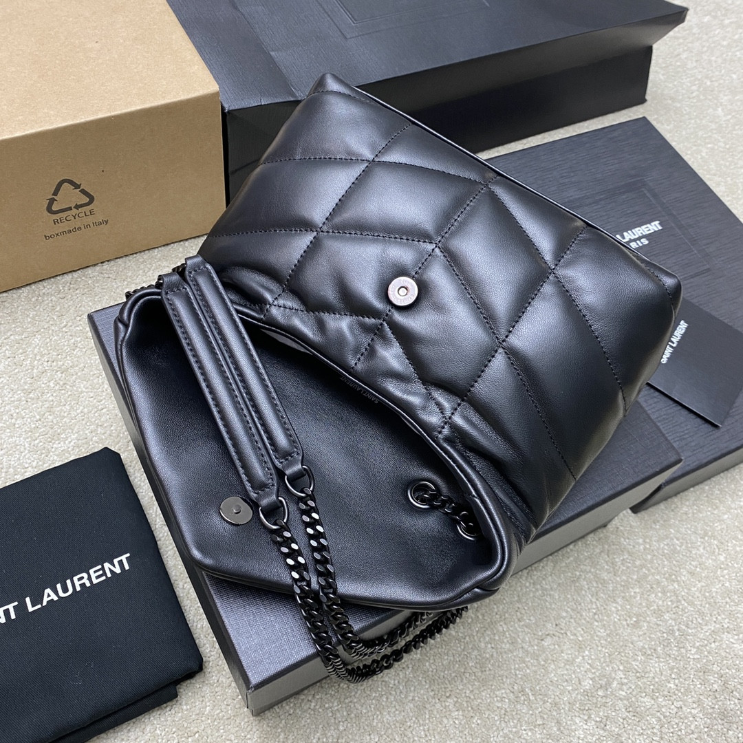 Y*L PUFFER IN LEATHER BLACK SILVER 23 X 15.5 X 5.8 CM