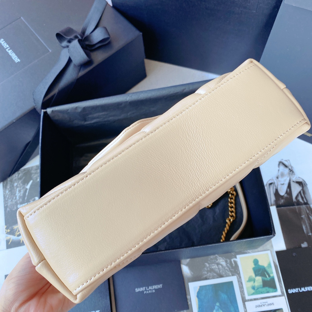 Y*L PUFFER IN LEATHER BEIGE 23 X 15.5 X 5.8 CM