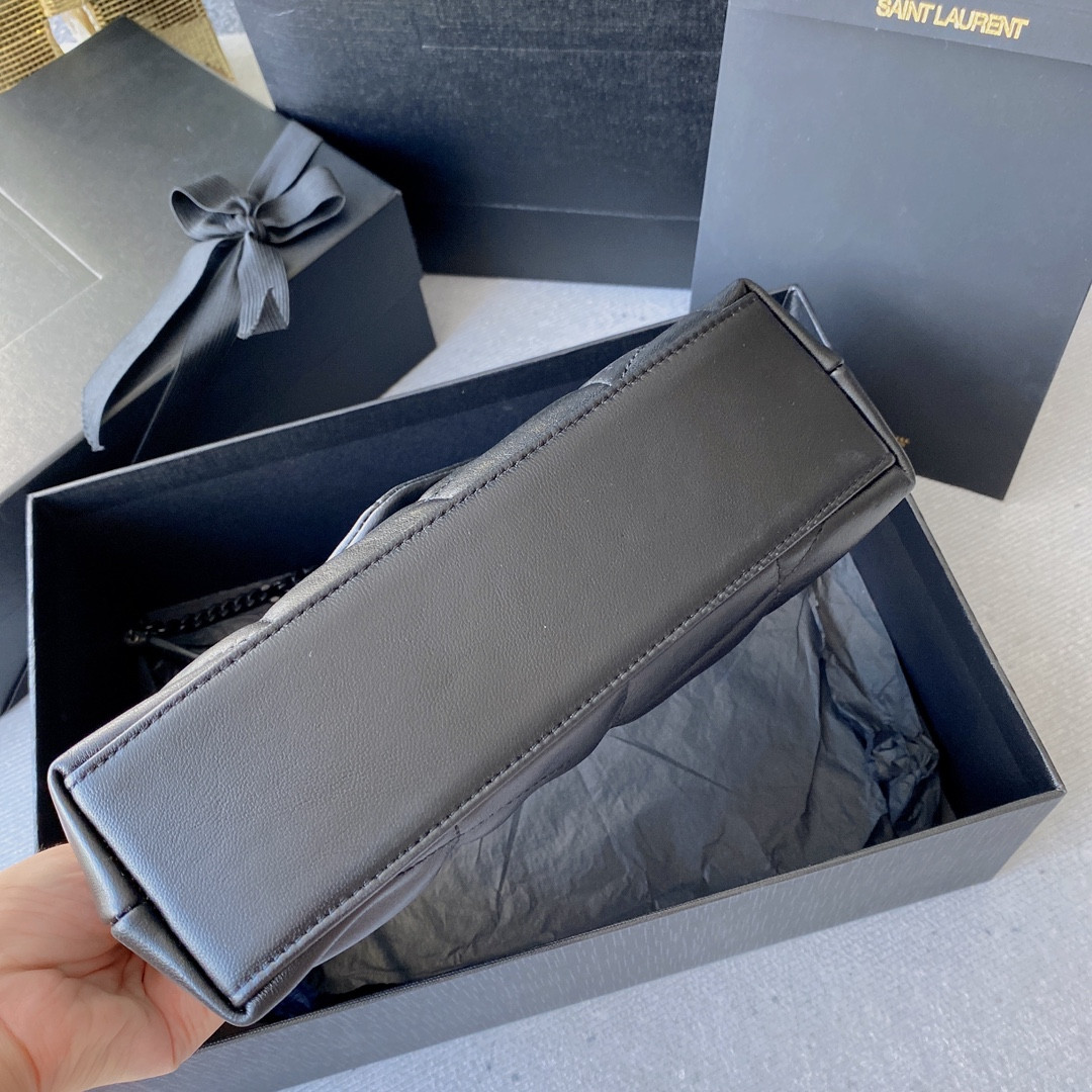 Y*L PUFFER IN LEATHER NAVY 23 X 15.5 X 5.8 CM