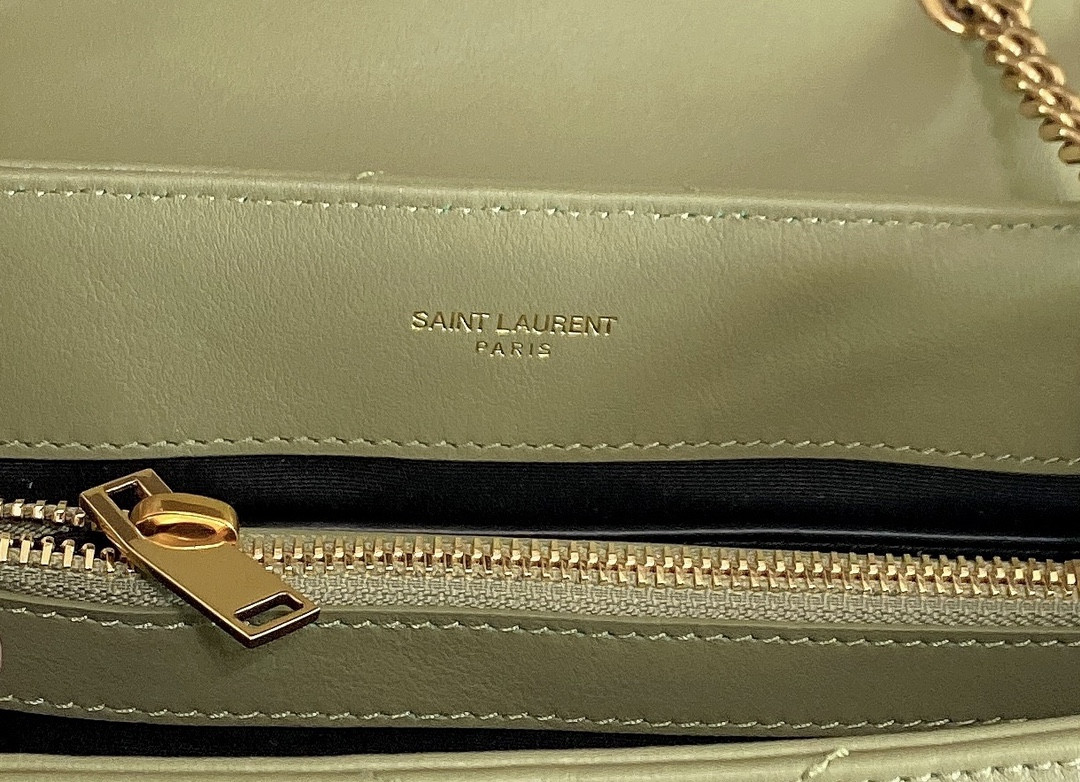 Y*L LOULOU SMALL IN QUILTED LEATHER GREEN 9 X 6.1 X 3.3 INCHES