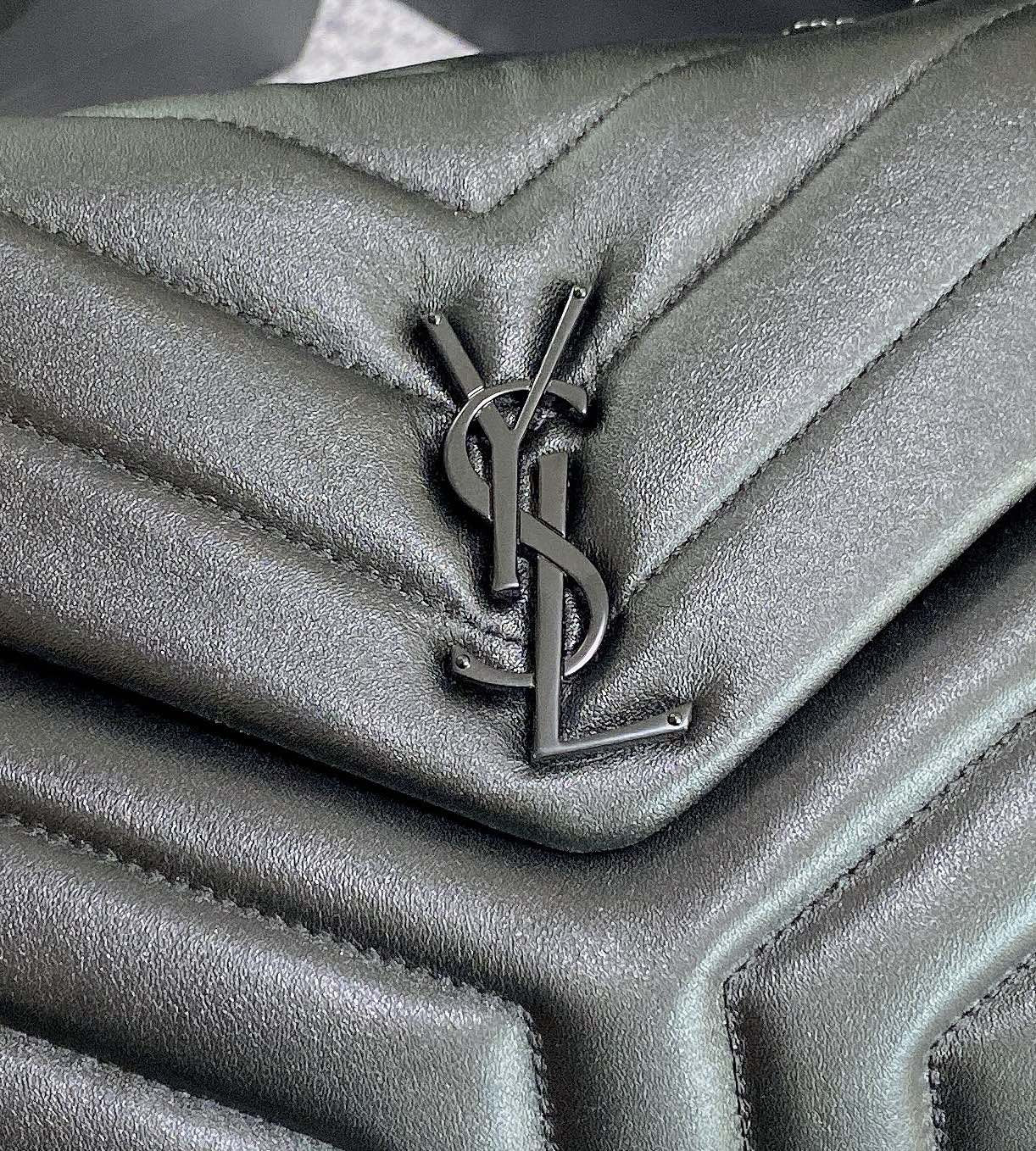 Y*L LOULOU SMALL IN QUILTED LEATHER BLACK 9 X 6.1 X 3.3 INCHES