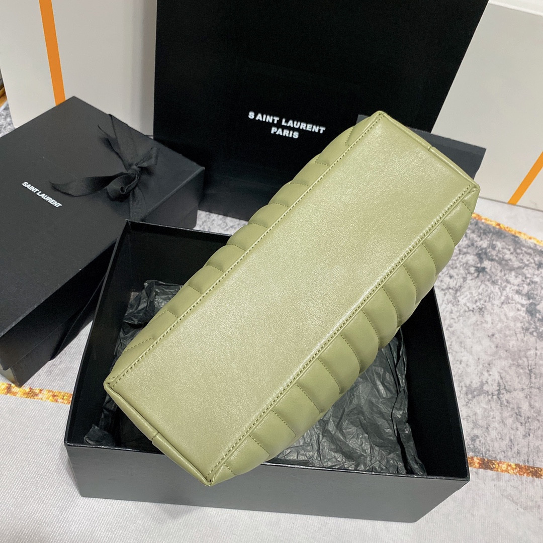 Y*L LOULOU MEDIUM IN QUILTED LEATHER GREEN 12.5 X 8.6 X 3.5 INCHES