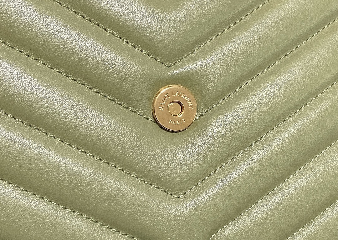 Y*L LOULOU MEDIUM IN QUILTED LEATHER GREEN 12.5 X 8.6 X 3.5 INCHES
