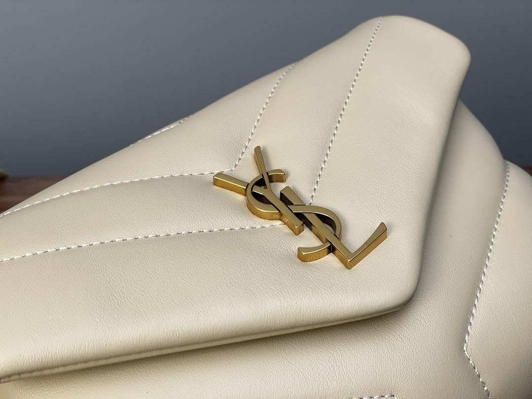 Y*L TOY LOULOU IN QUILTED LEATHER DARK BEIGE 7.9 X 5.5 X 3 INCHES