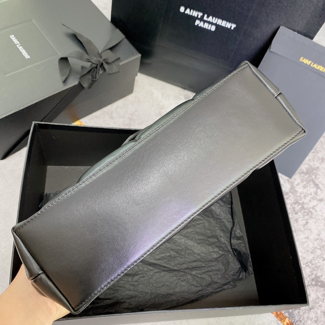 Y*L PUFFER SMALL IN NAPPA LEATHER BLACK SILVER 11.4 X 6.6 X 4.3 INCHES