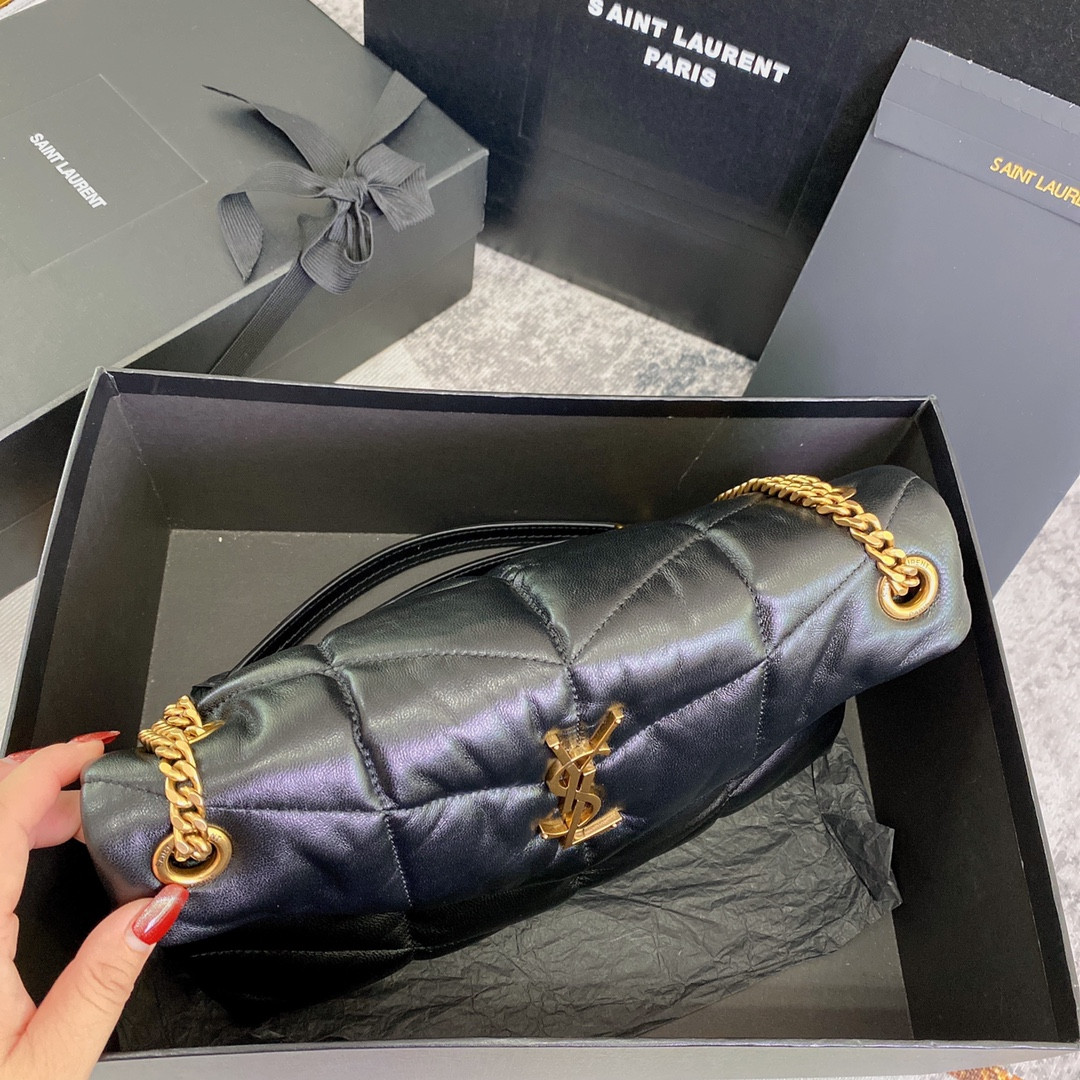 Y*L PUFFER SMALL IN NAPPA LEATHER BLACK 11.4 X 6.6 X 4.3 INCHES