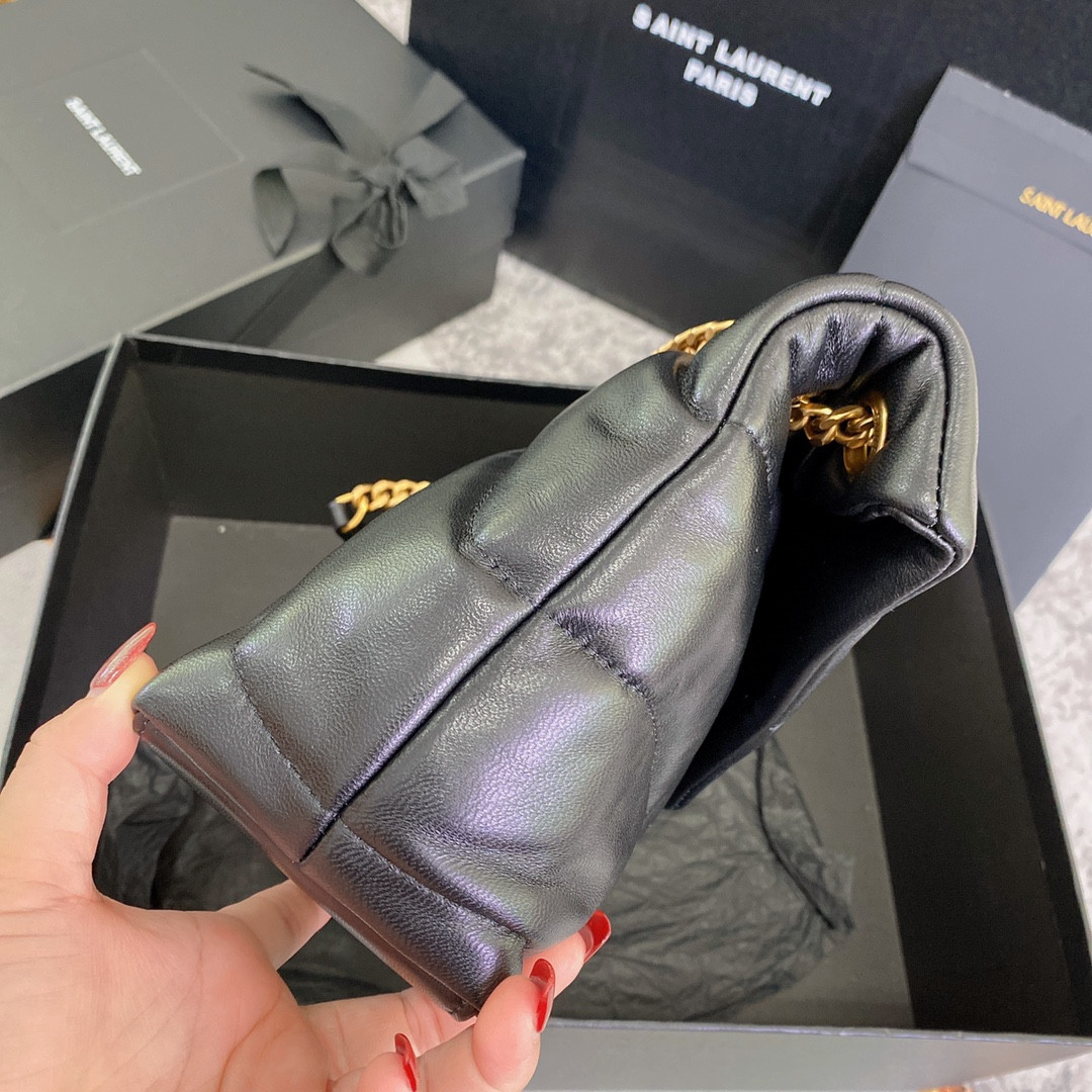 Y*L PUFFER SMALL IN NAPPA LEATHER BLACK 11.4 X 6.6 X 4.3 INCHES