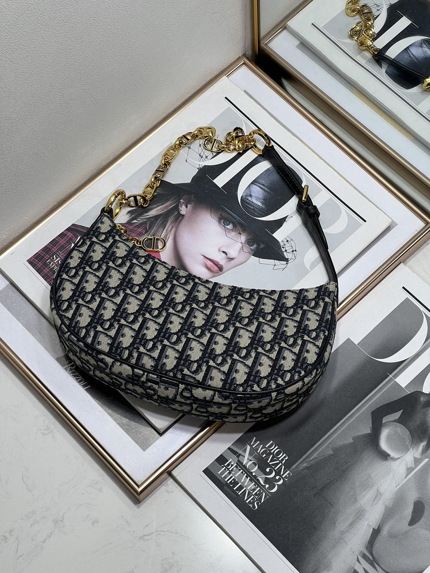 D*0r CD Lounge bag blue D*0r oblique jacquard 26 x 15x 5.5 cm