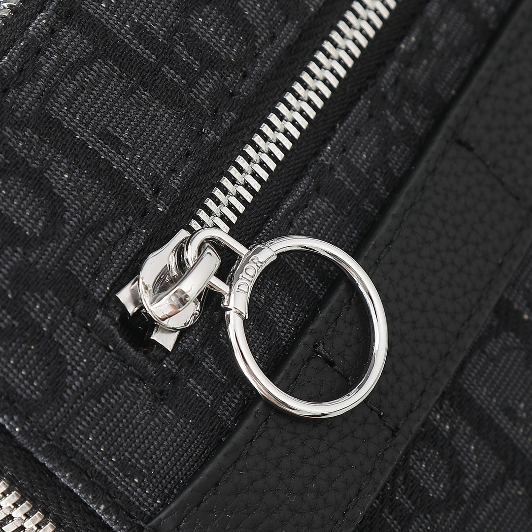 D*0r Safari Bag with Strap  Black D*0r Oblique Jacquard  8.5 x 6 x 2.5 inches