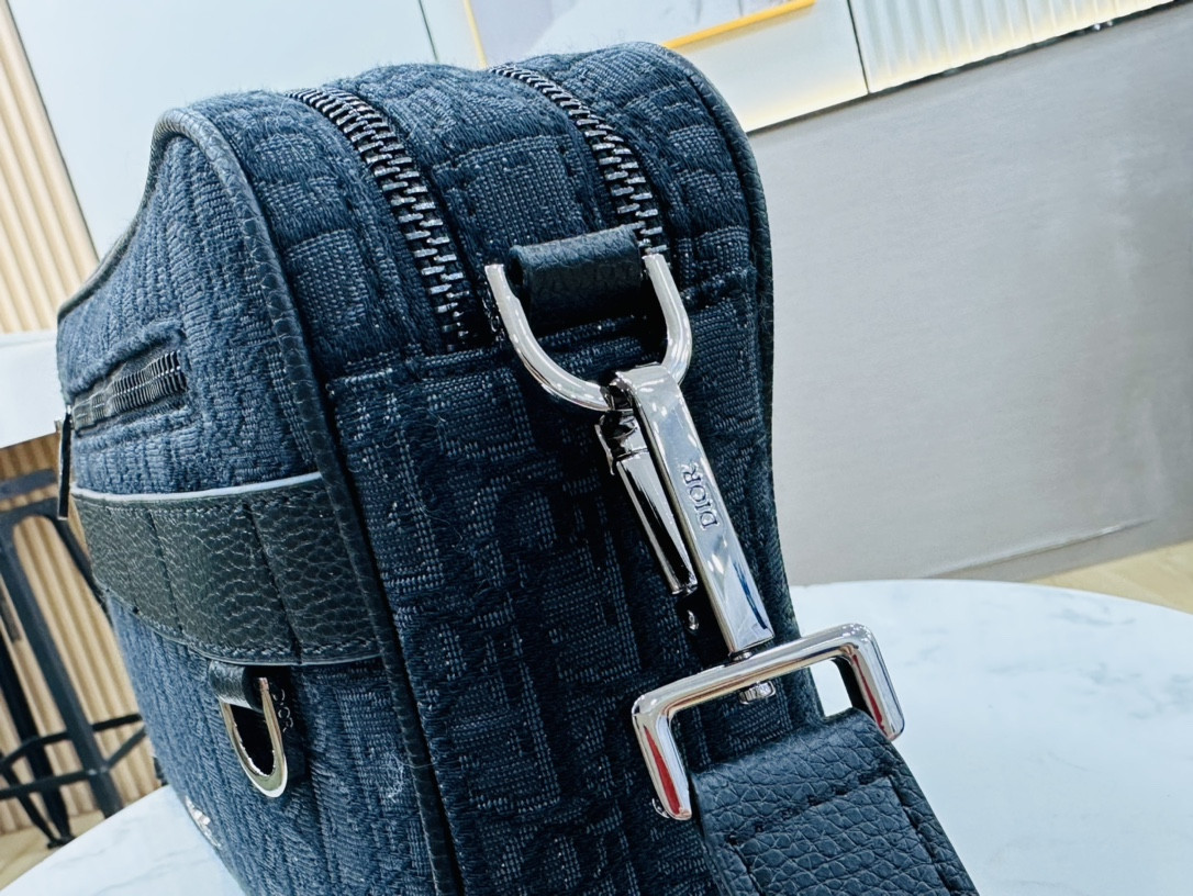 D*0r Maxi Safari Bag with Strap Blue D*0r Oblique Jacquard 10 x 6.5 x 3 inches