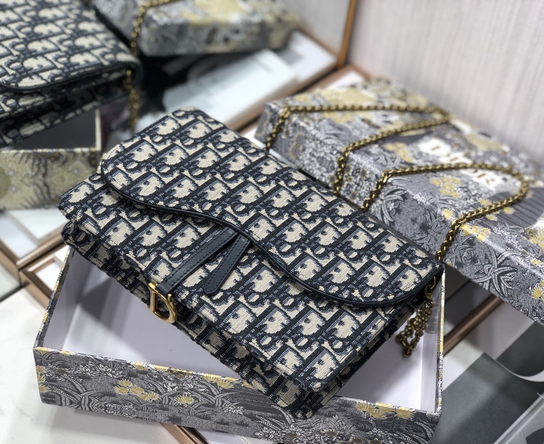 D*0r Saddle Pouch  Blue D*0r Oblique Jacquard 8.5 x 5.5 x 1.5 inches