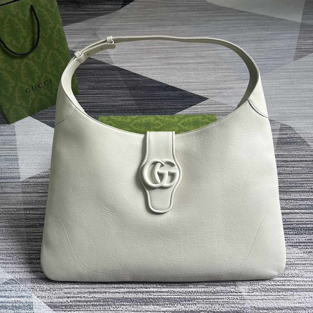 G*u*i APHRODITE LARGE SHOULDER BAG WHITE 18"W x 11.8"H x 0.8"D