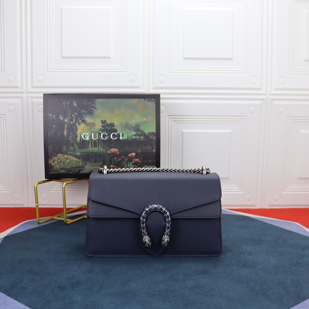 G*u*i DIONYSUS SMALL SHOULDER BAG NAVY 28x18x9cm