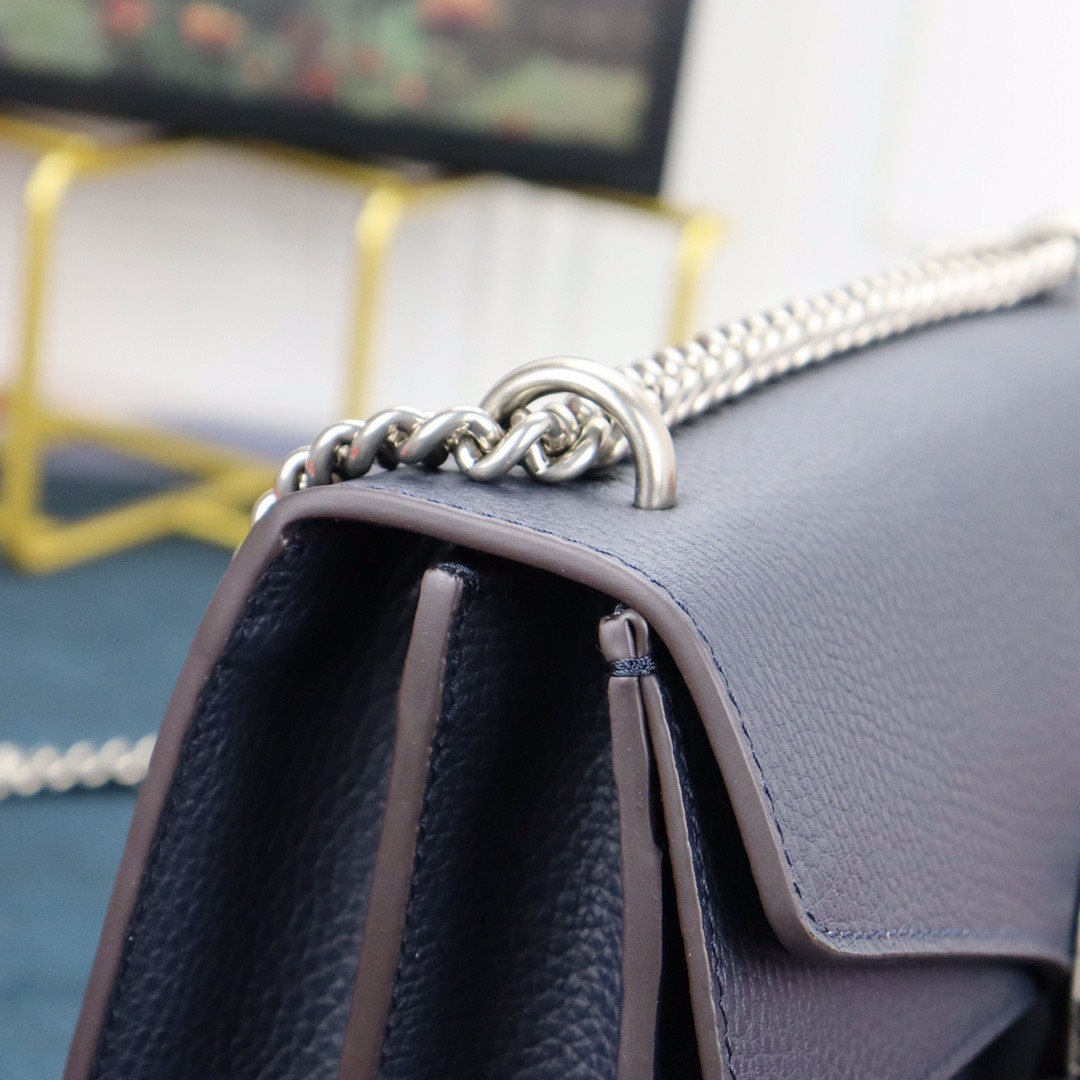 G*u*i DIONYSUS SMALL SHOULDER BAG NAVY 28x18x9cm