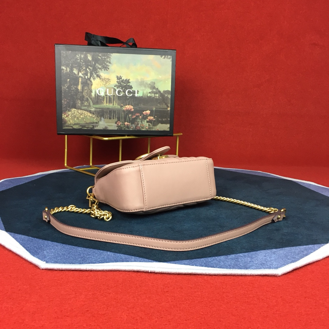 G*u*i GG MARMONT MATELASSÉ MINI BAG PINK 8.5"W x 5"H x 2.5"D