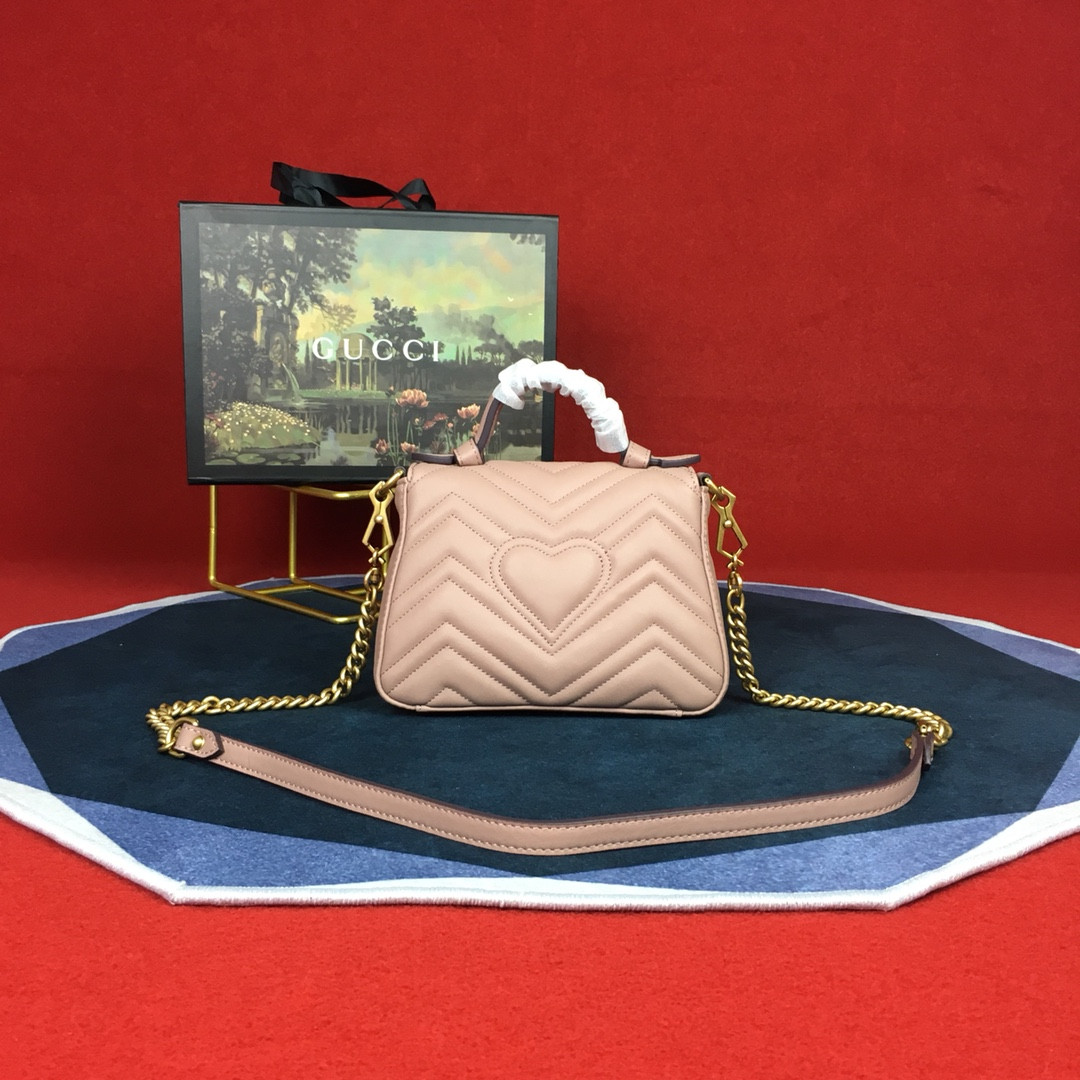 G*u*i GG MARMONT MATELASSÉ MINI BAG PINK 8.5"W x 5"H x 2.5"D