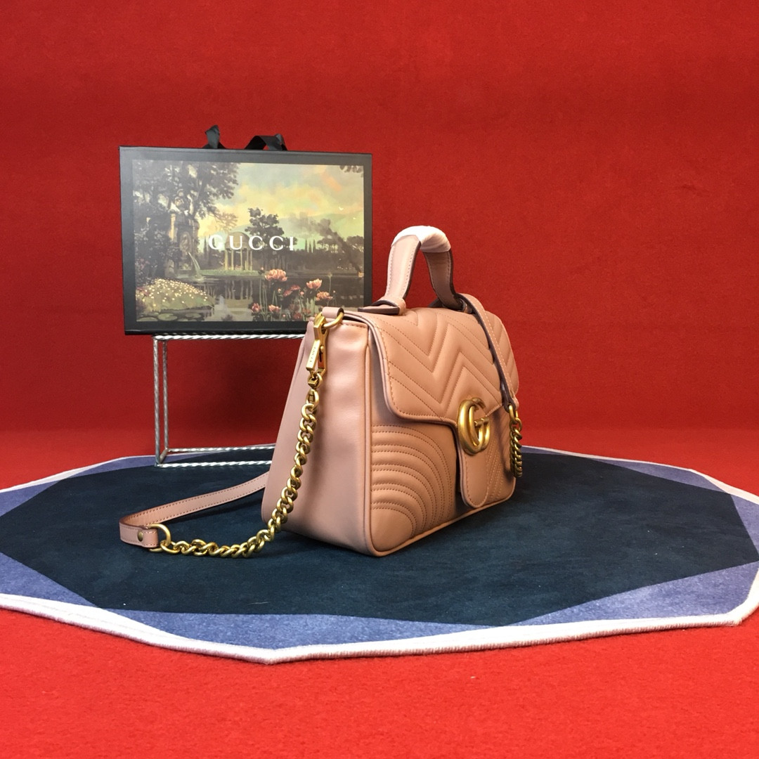 G*u*i GG MARMONT SMALL SHOULDER BAG PINK 10"W x 6"H x 3"D