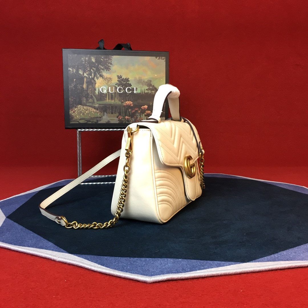 G*u*i GG MARMONT SMALL SHOULDER BAG WHITE 10"W x 6"H x 3"D