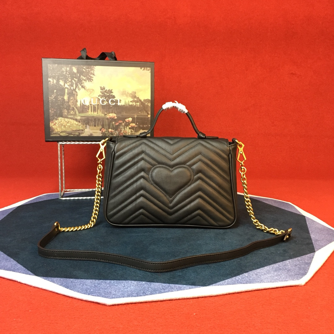 G*u*i GG MARMONT SMALL SHOULDER BAG BLACK 10"W x 6"H x 3"D