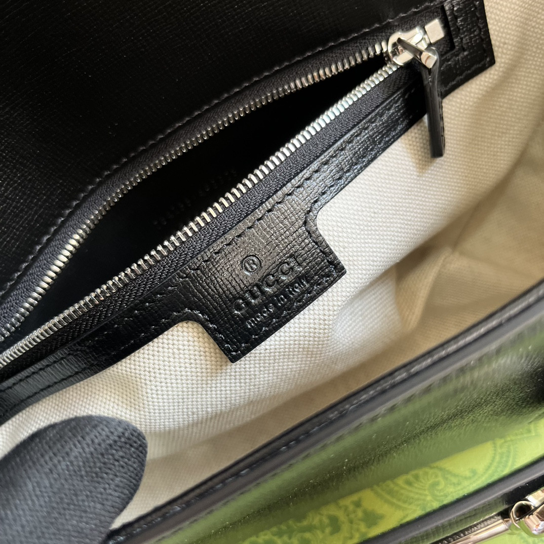 G*u*i HORSEBIT 1955 SMALL SHOULDER BAG Black 10.4"W x 6.7-4.1"H x 3.1-1.6"D