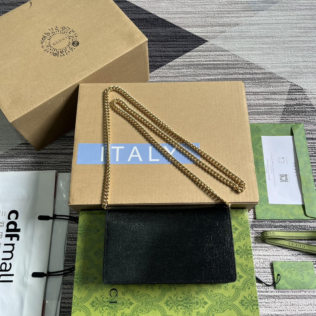 CHAIN WALLET WITH G*u*i SCRIPT BLACK 7.8"W x 5"H x 1.6"D