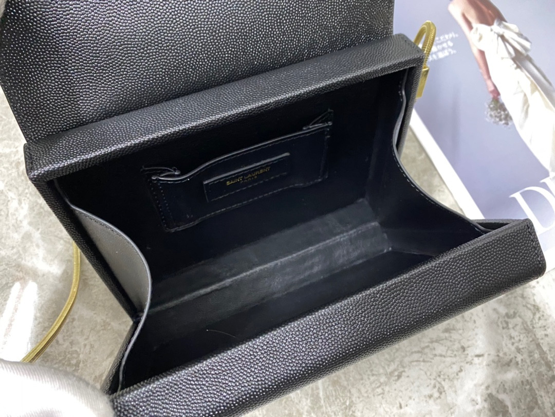 Y*L KATE MEDIUM  IN GRAIN DE POUDRE EMBOSSED LEATHER 9.4 X 5.7 X 2.1 INCHES