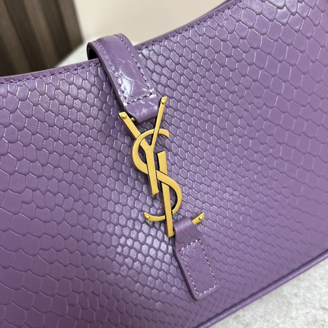 Y*L LE 5 À 7 IN CROCODILE-EMBOSSED LEATHER purple 9 X 6.3 X 2.5 INCHES