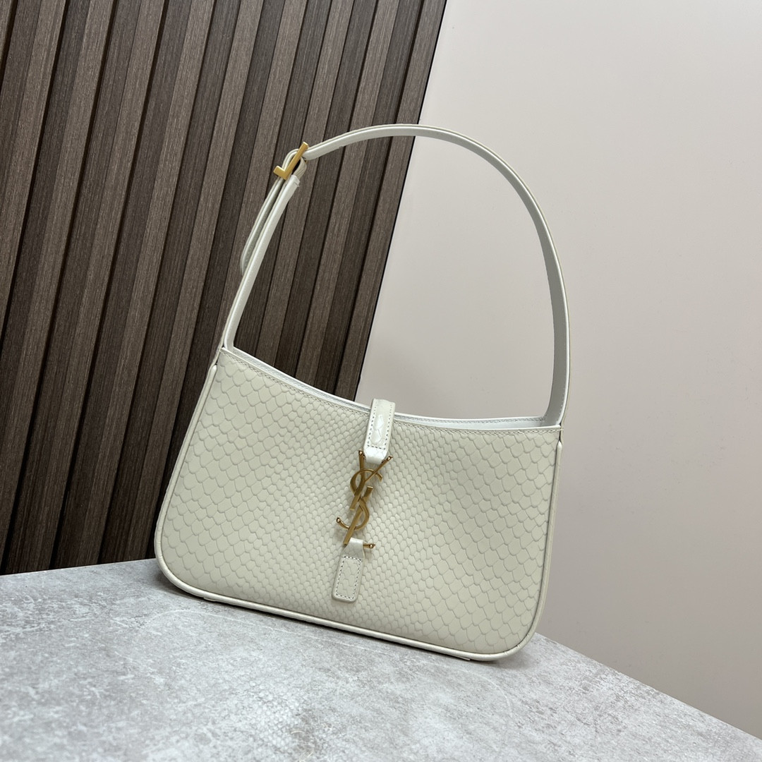 Y*L LE 5 À 7 IN CROCODILE-EMBOSSED LEATHER white 9 X 6.3 X 2.5 INCHES