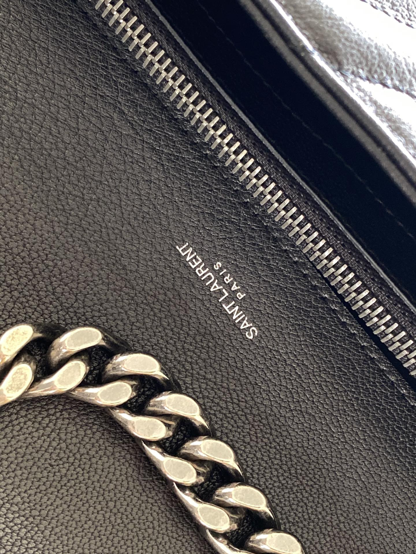 Y*L COLLEGE LARGE IN QUILTED LEATHER BLACK SILVER 32X21X8 CM